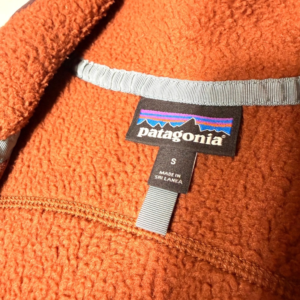 Patagonia Retro Pile Fleece Vest Rust Orange Full Zip Outdoor Layer Small - Picture 5 of 8